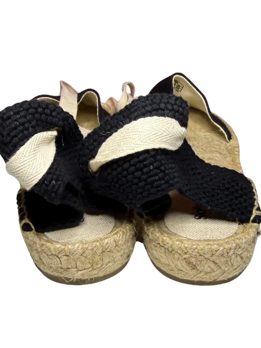 Soludos Espadrilles Lauren Lace Up Black Jute Ankle Tie Sandal Size 10